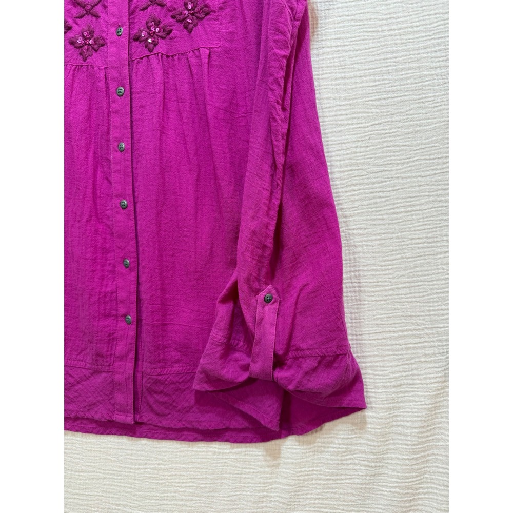 Style‎ & Co Embroidered Sleeveless Top Women 3X Purple Magenta Cotton Gauze Boho - Picture 3 of 9